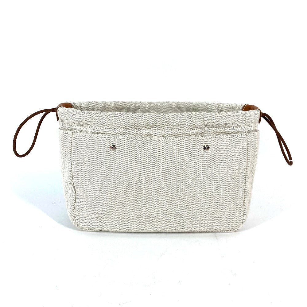 HERMES Pouch Toile Chevron Vaubarenia beige Foolby 25 Women Used
