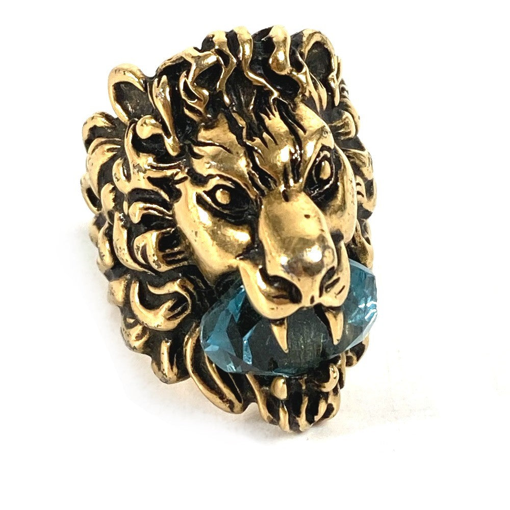 GUCCI Ring 402763 metal gold Lion Animal Lion with Stone Women 19 Used