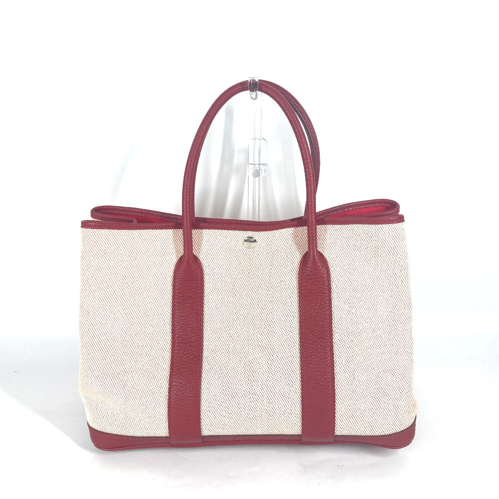 HERMES Tote Bag Toile H, Negonda Red type Shoulder Bag Shoulder Bag Garden party PM Women Used
