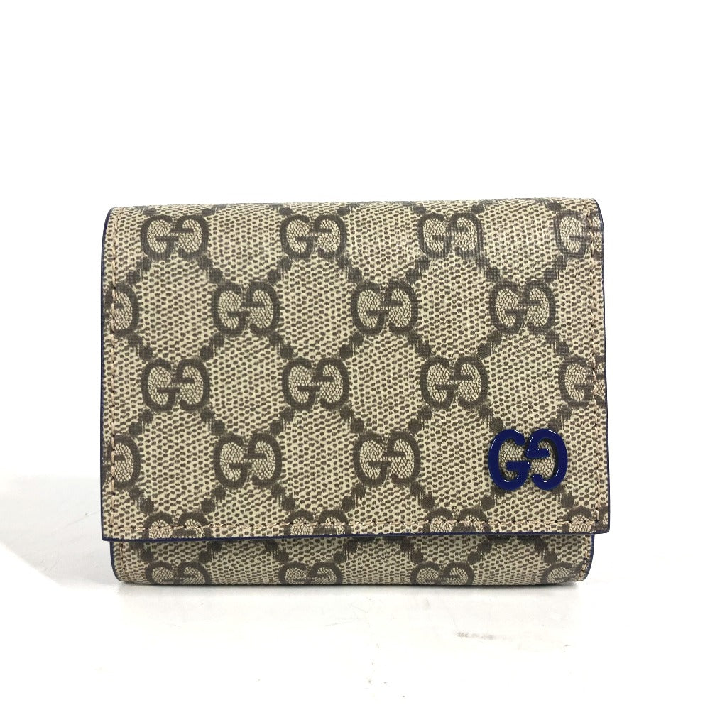 GUCCI Trifold wallet 769225 GG Supreme Canvas Beige x blue GG Supreme GG details mens Used