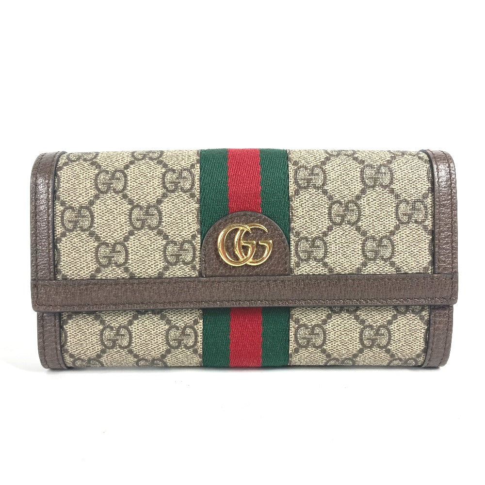 GUCCI Long Wallet Purse 523153 GG Supreme Canvas beige Sherry line Ophidia GG Continental Wallet Women Used