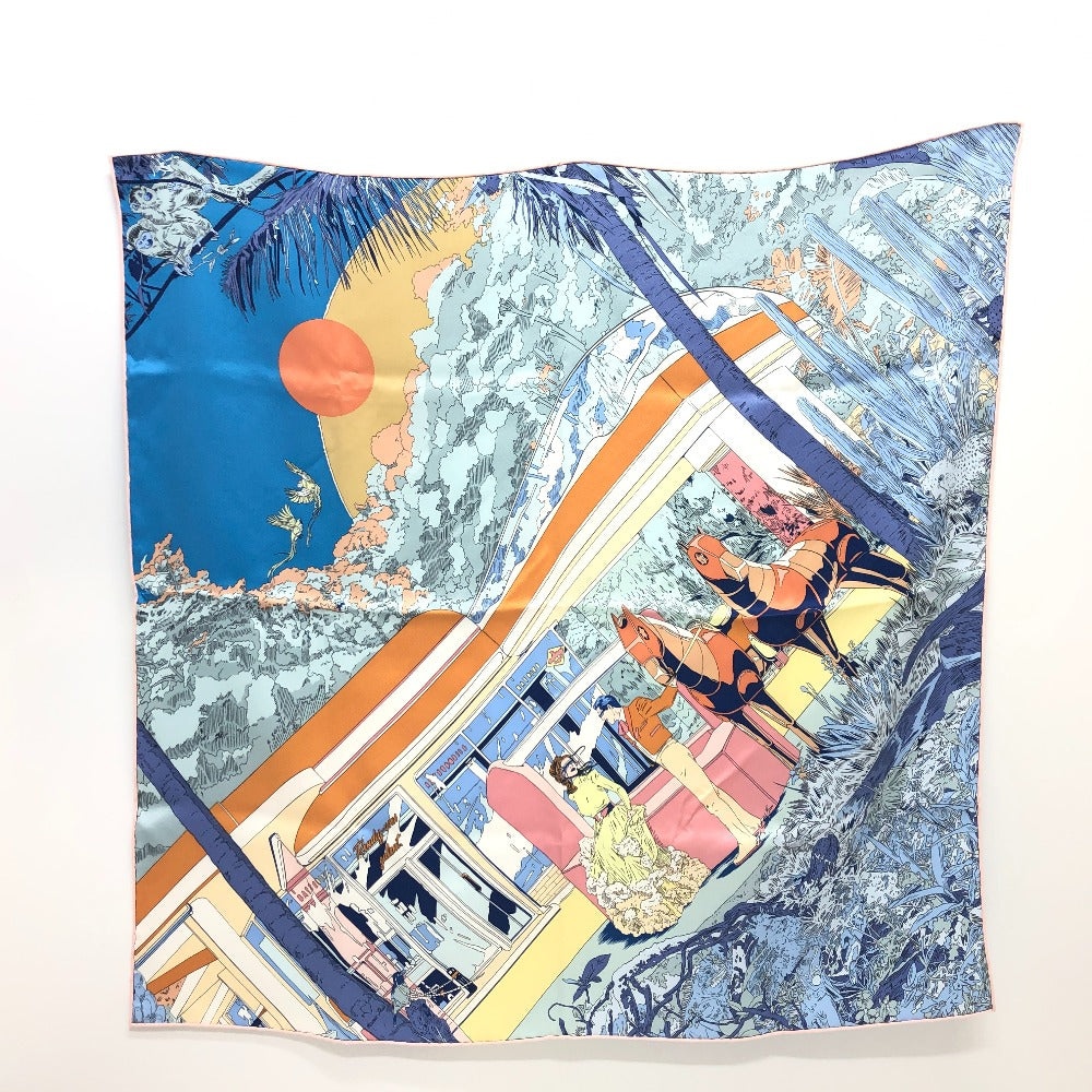 HERMES scarf silk blue Rendez-Vous Galant Women Used