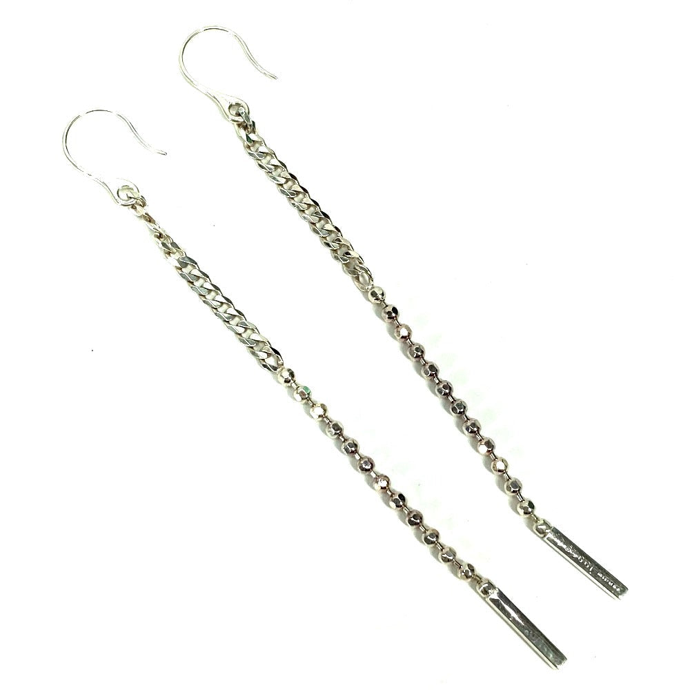 GUCCI Pierce metal Silver Hook Chain Logo Bar lariat Women Used