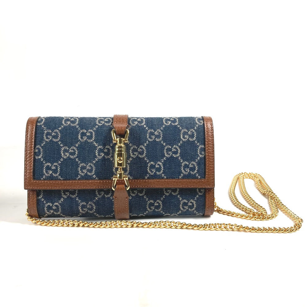 GUCCI Long Wallet Purse 652681 GG canvas blue GG denim Jackie 1961 Women Used