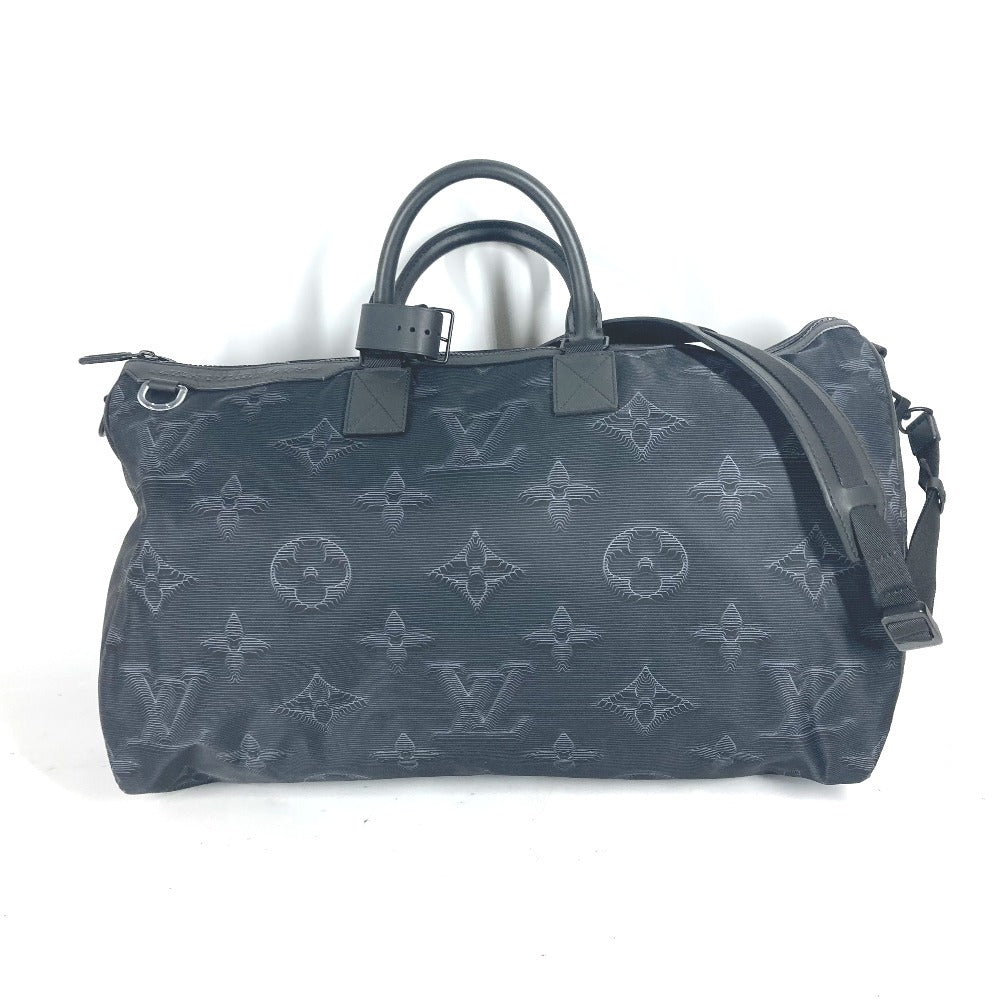 LOUIS VUITTON Boston Duffel bag M45602 Nylon black 3D monogram Keepall reversible bandouliere 50