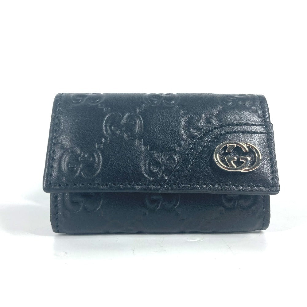 GUCCI Key case Key holder 181680 Sima leather black Guccisima GG 6-key set unisex(Unisex) Used