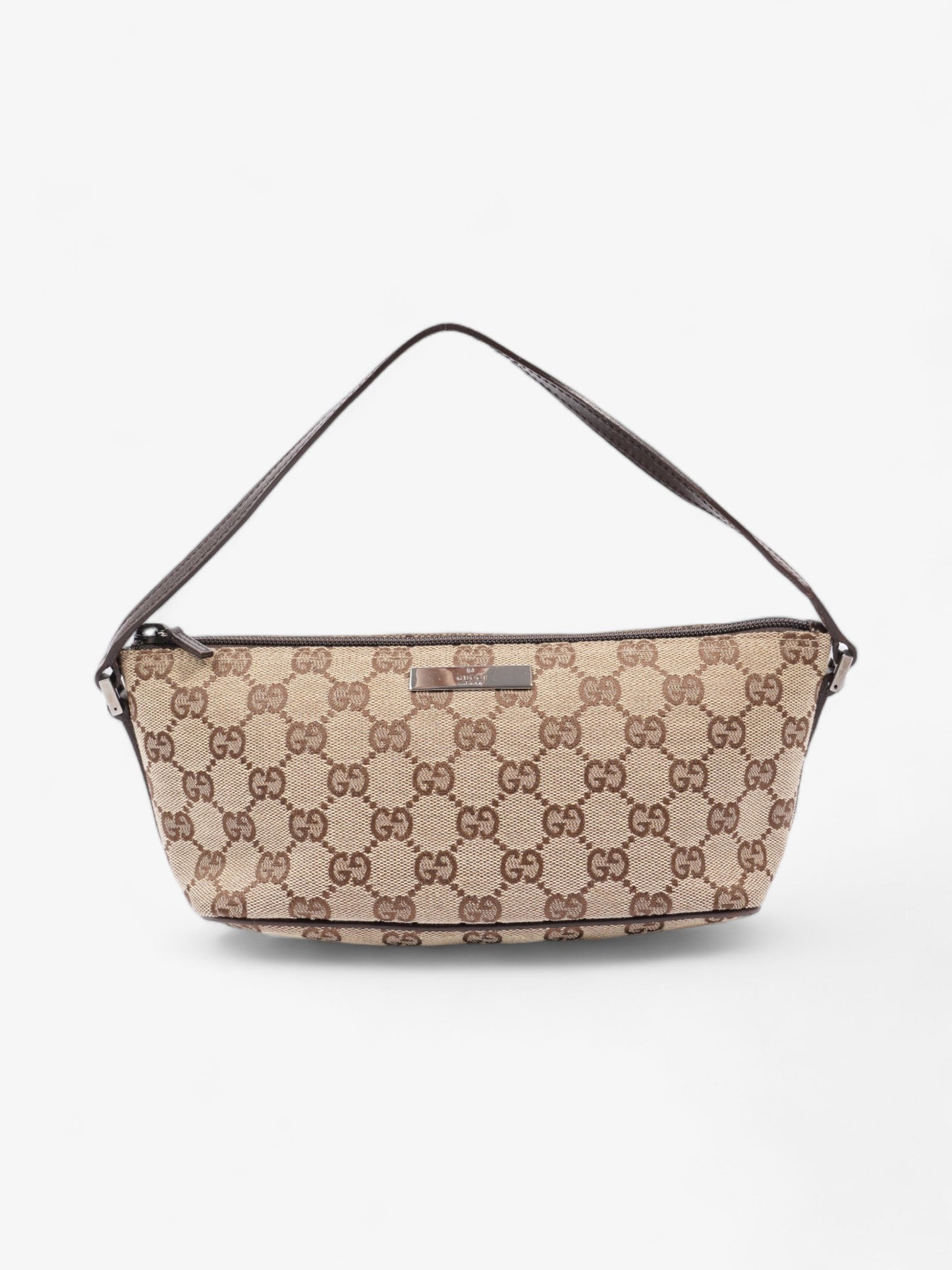 Gucci Boat Pochette Beige And Ebony GG Supreme Canvas