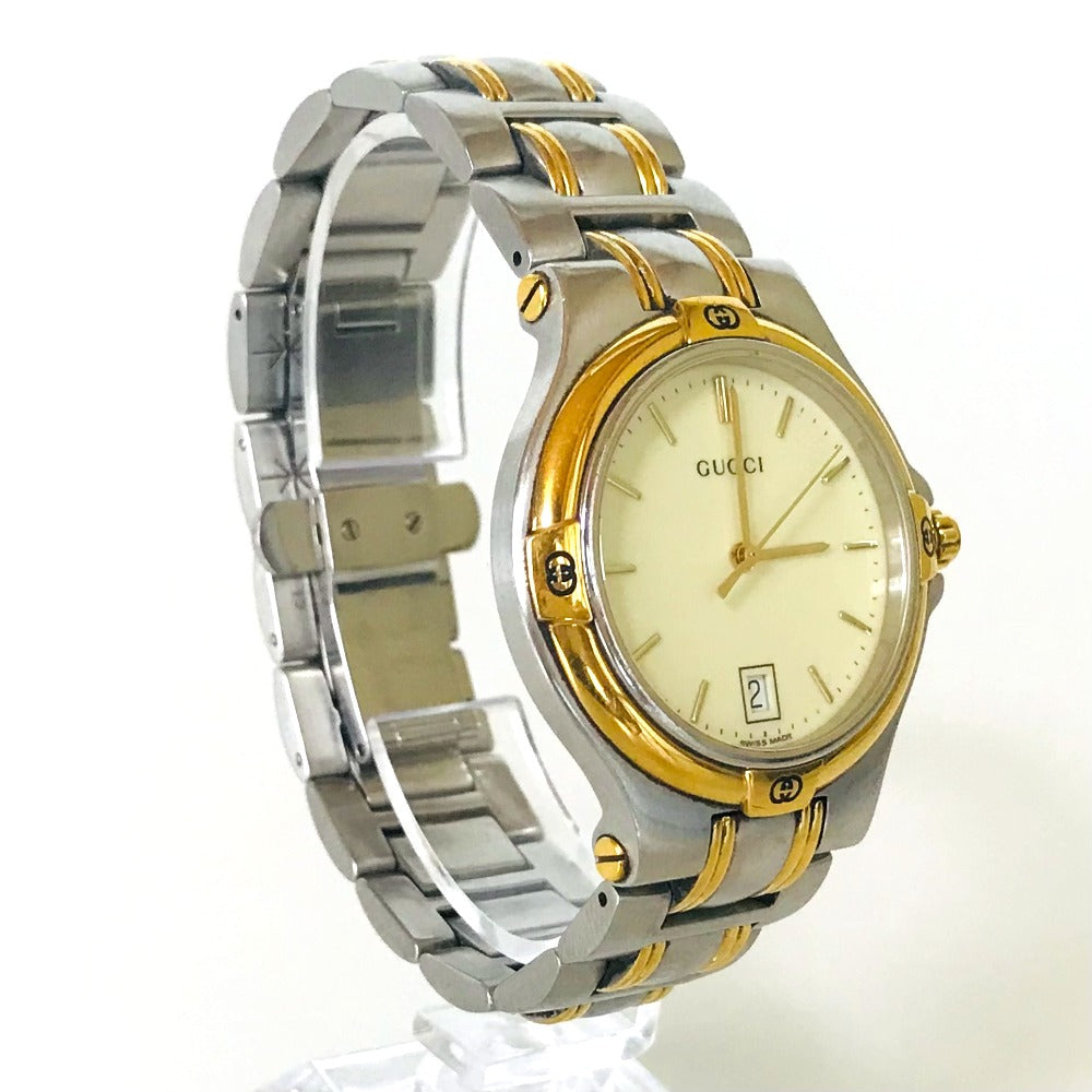 GUCCI Watches Quartz 9040M Stainless Steel Silver Date combination Gold Plated Ivory dial