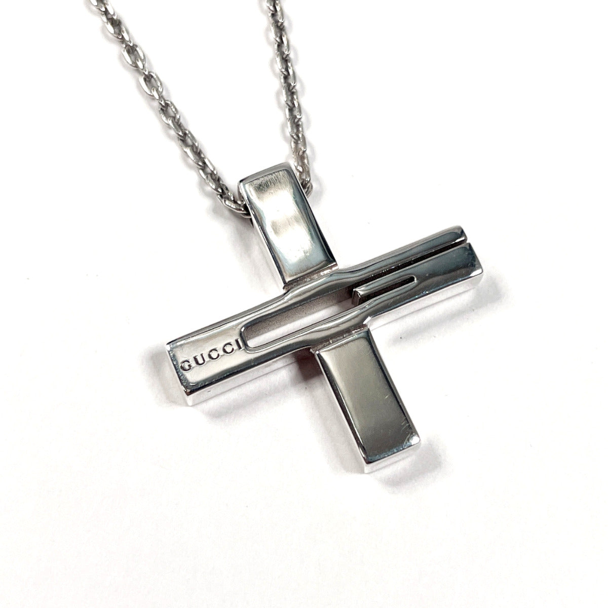 GUCCI Necklace Silver925 Silver Cross Cutout G