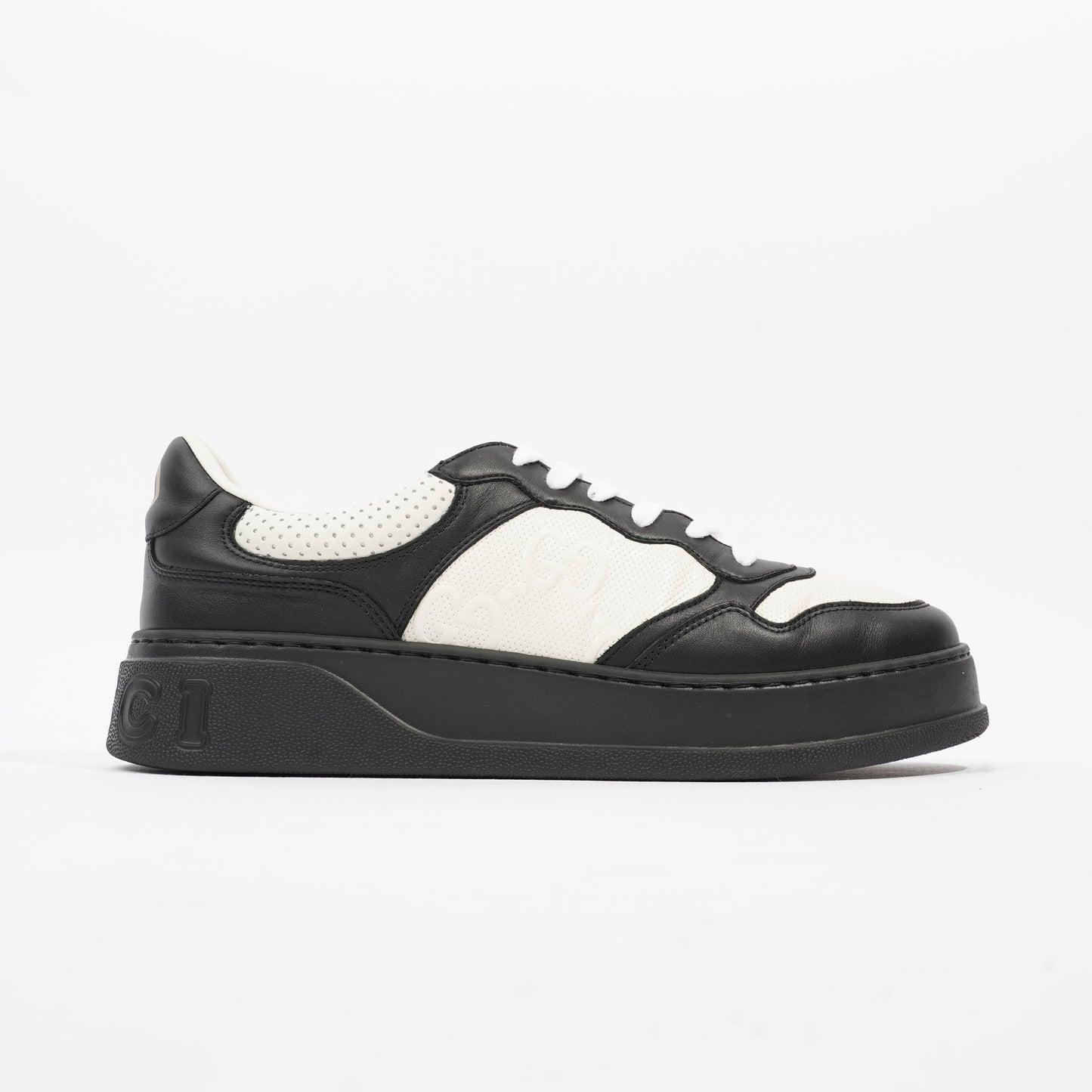 Gucci GG Sneaker White / Black Leather EU 44 UK 10