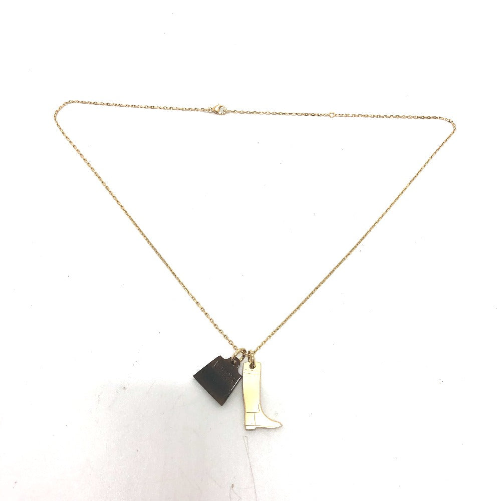 HERMES Necklace Buffalo Horn, Metal gold Amulet Marokiniye PM Women Used