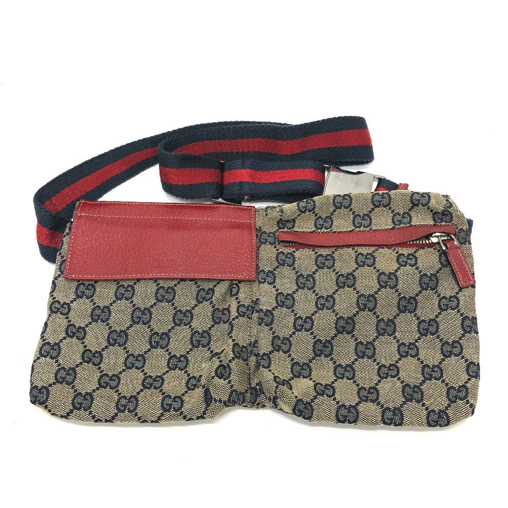 GUCCI Waist bag 28566 GG canvas / leather Red GG/logo Sling bag mens Used