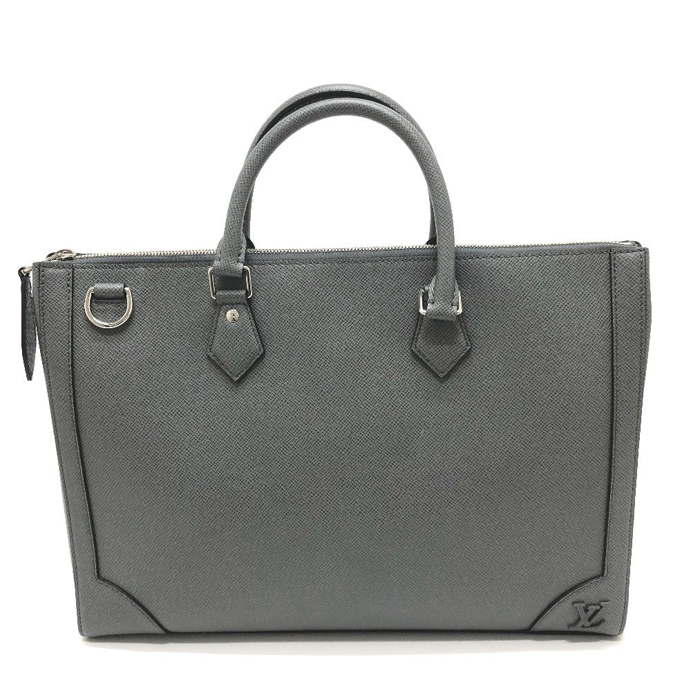LOUIS VUITTON Business bag M30856 Taiga Leather gray Taiga Slim briefcase mens Used