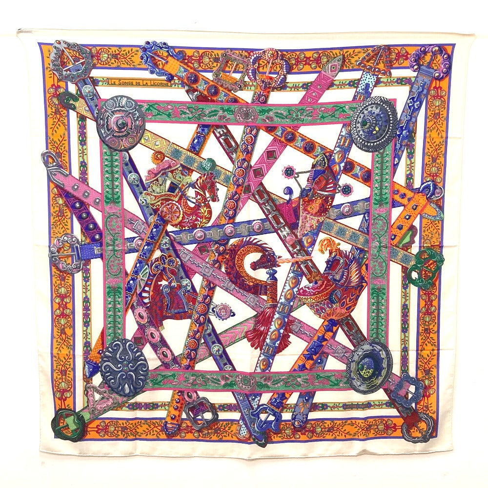 HERMES scarf Silk / cashmere multicolor unicorn dream Carre140 Women Used