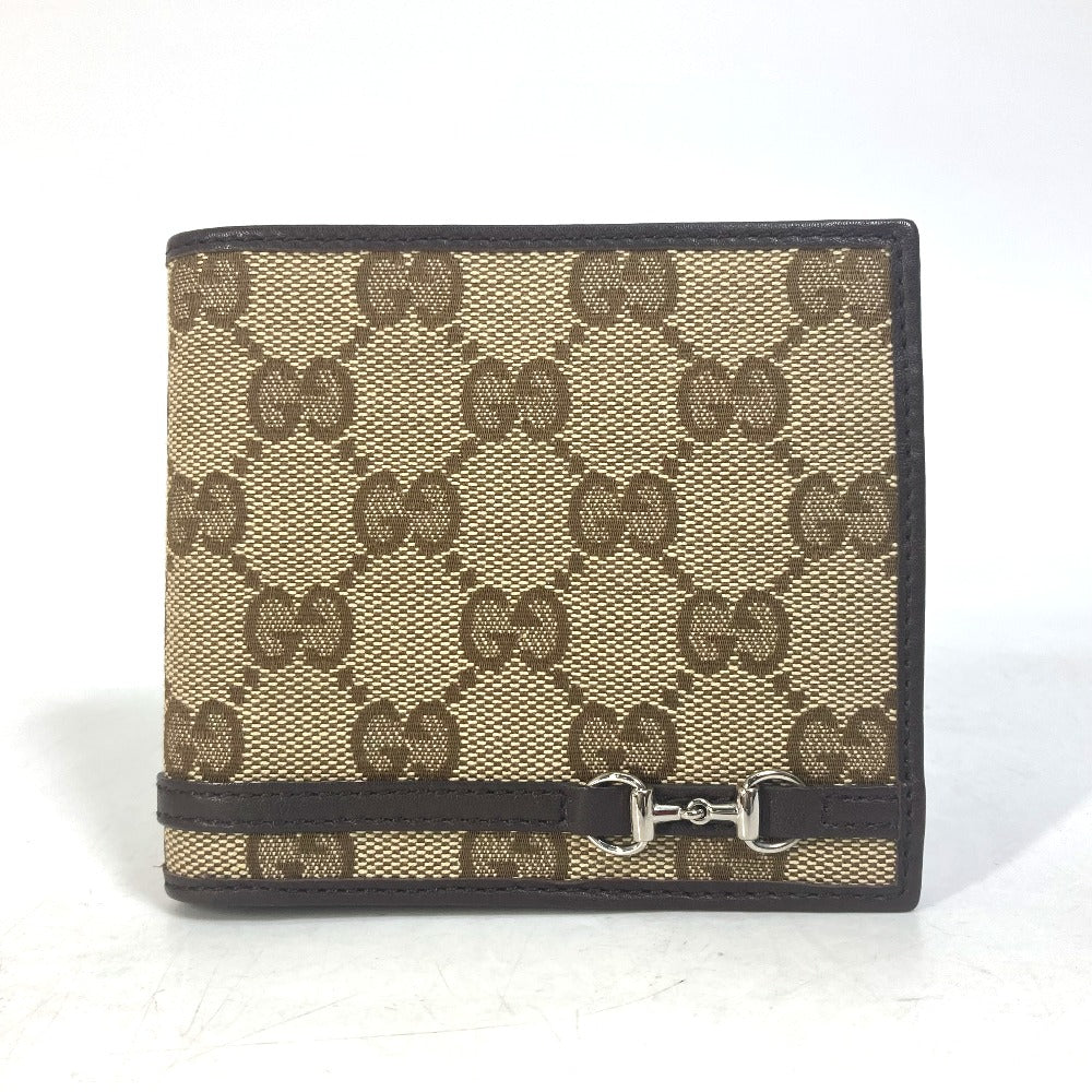 GUCCI Folded wallet 245773 GG canvas beige GG Horsebit Women Used
