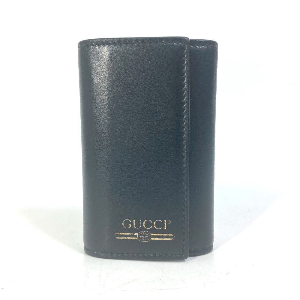 GUCCI Key case Key holder 547588 leather black logo six hooks key