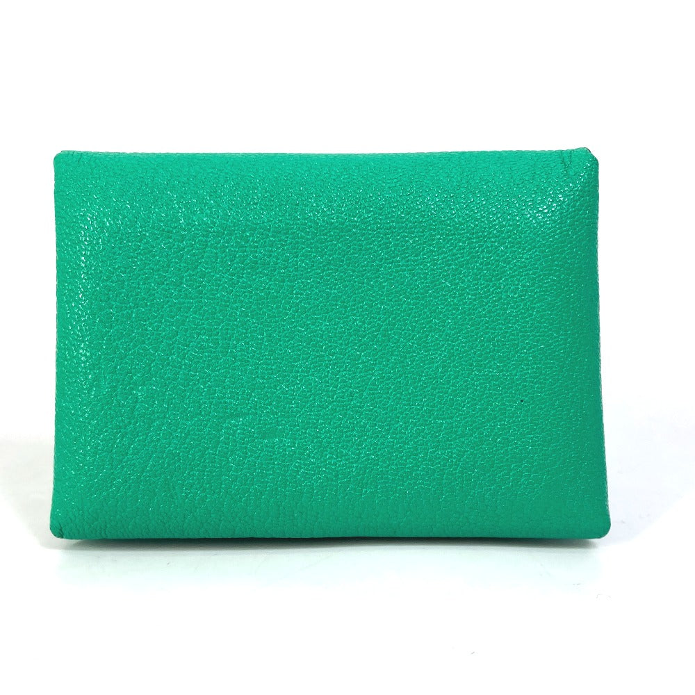 HERMES Card Case Shave green Coin Pocket Coin case Card Case Calvi duo Women Used