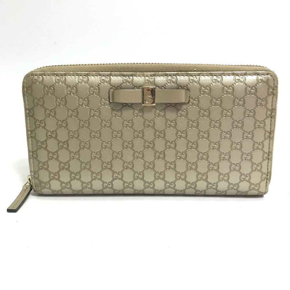 GUCCI Long Wallet Purse 388680 Sima leather gold Guccisima Zip Around mens Used