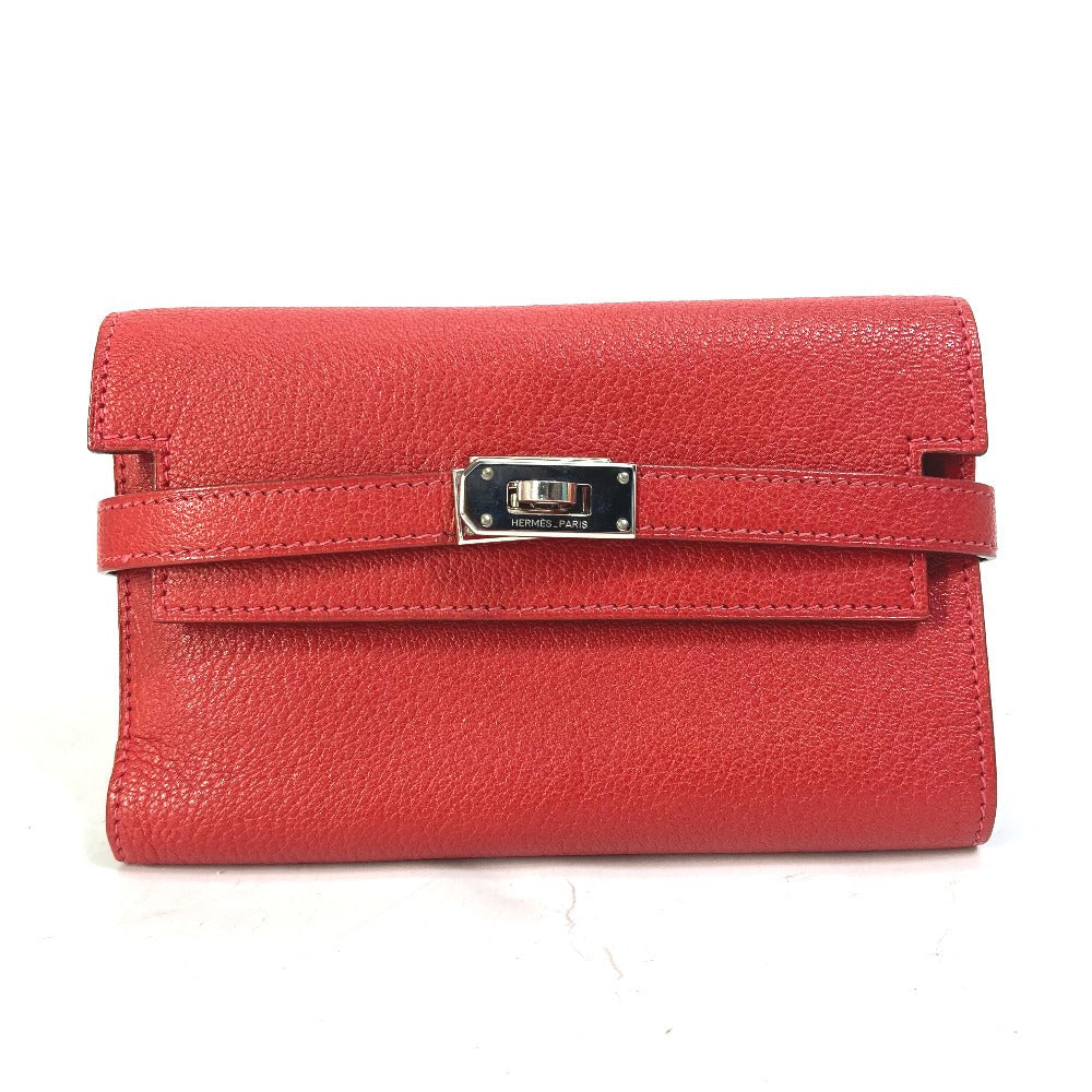 HERMES Trifold wallet Shave Red Kelly wallet medium