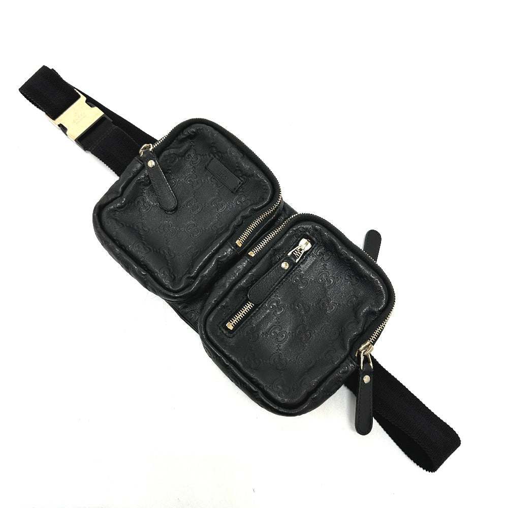 GUCCI Waist bag 246417 leather black Guccisima GGpattern Hip bag waist bag mens Used