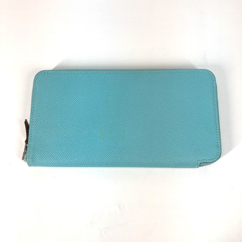 HERMES Long Wallet Purse Epsom blue Azap Long Silk in Women Used