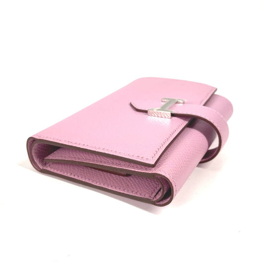 HERMES Trifold wallet Epsom pink Bearn combine