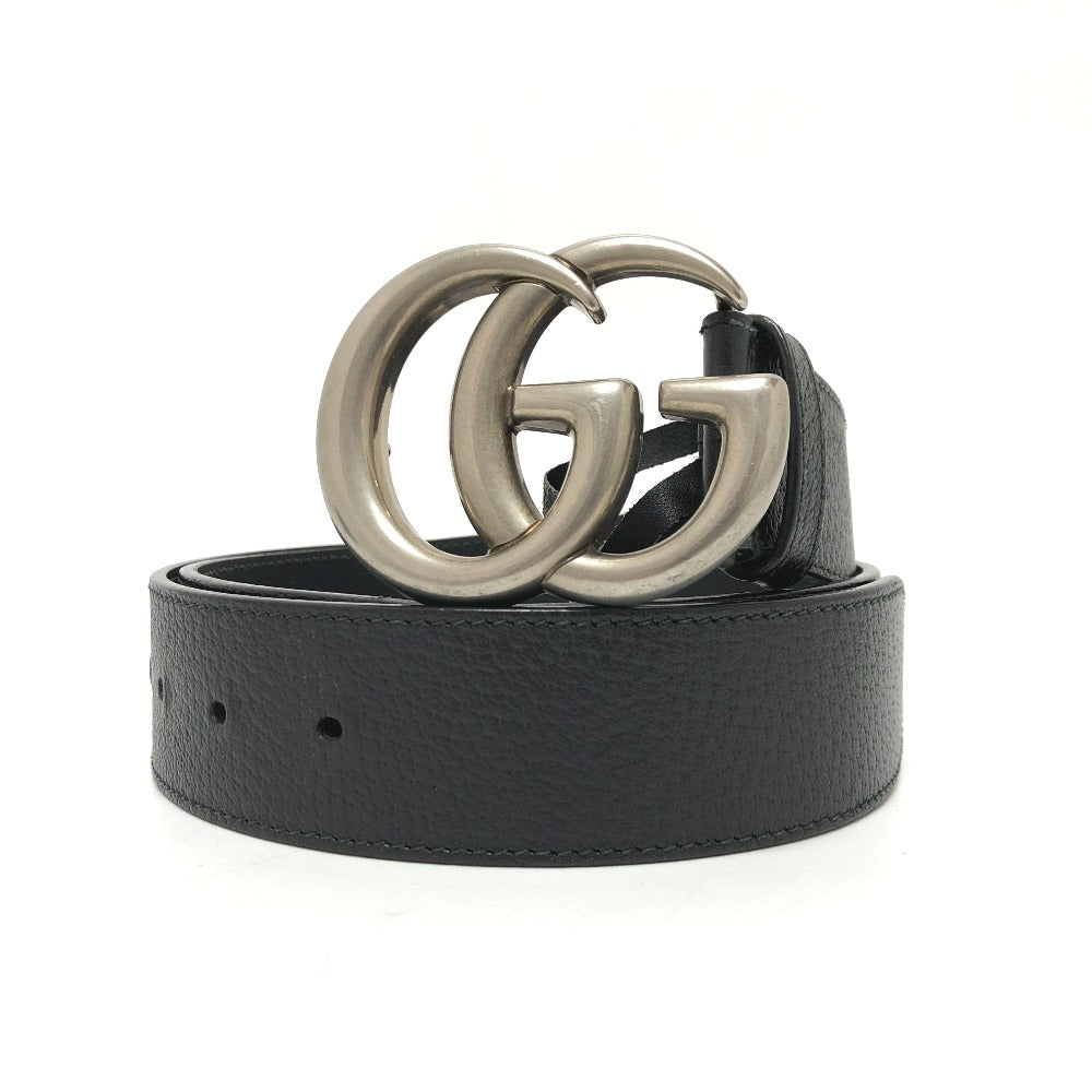 GUCCI belt 406831 leather black Leather belt (double G buckle) mens 85 Used