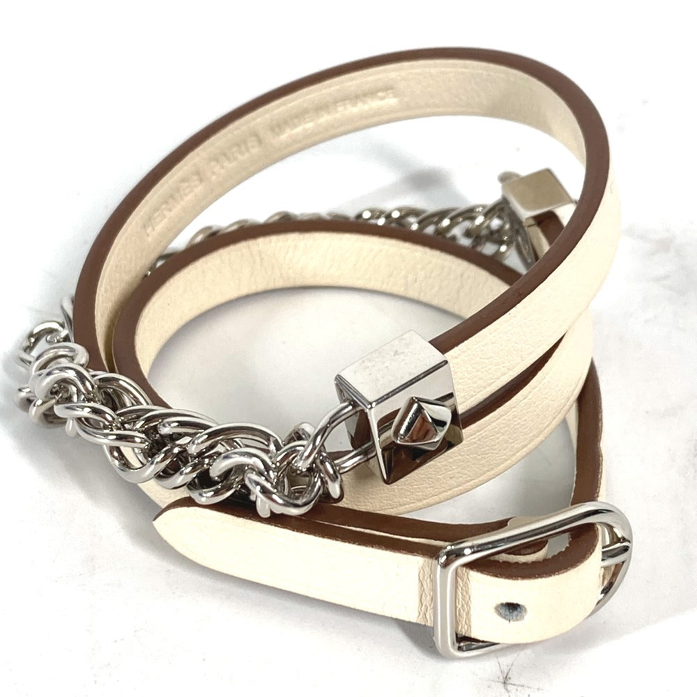 HERMES bracelet Swift white Accessories Gourmet Esketre Triple Tour Women T2 Used