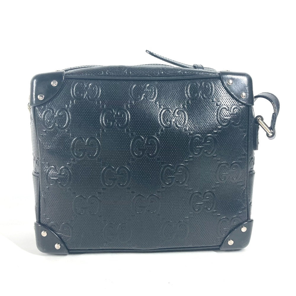 GUCCI Shoulder Bag 626363 leather black Pochette GG embossed logo mens Used