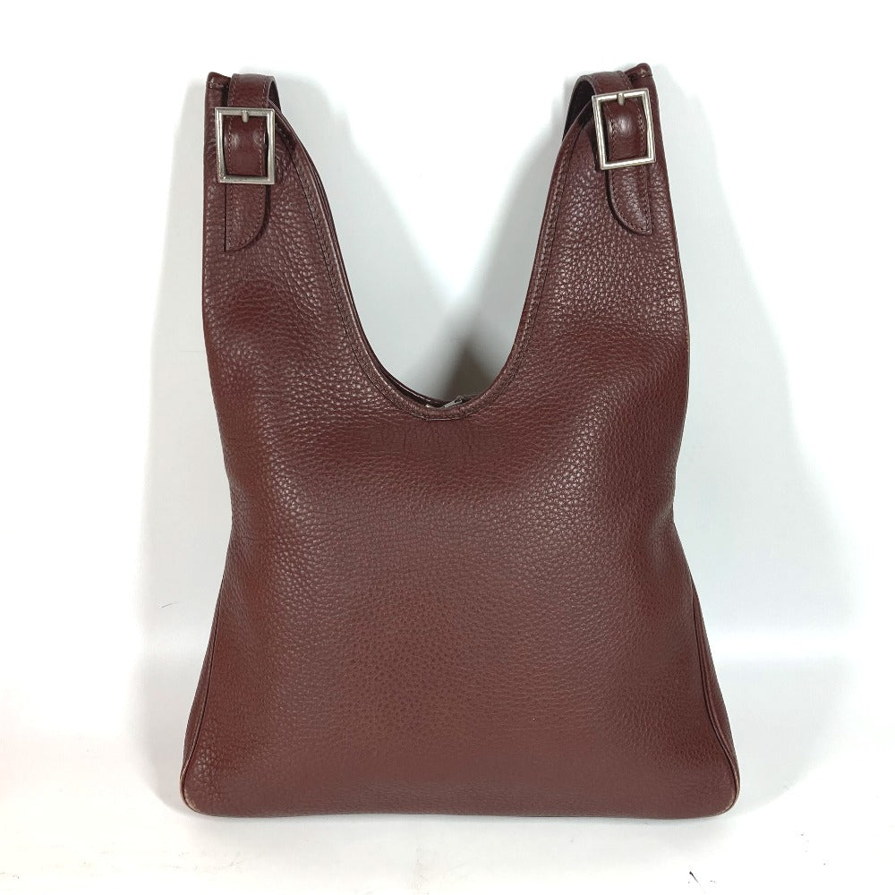 HERMES Shoulder Bag leather Dark brown Masai