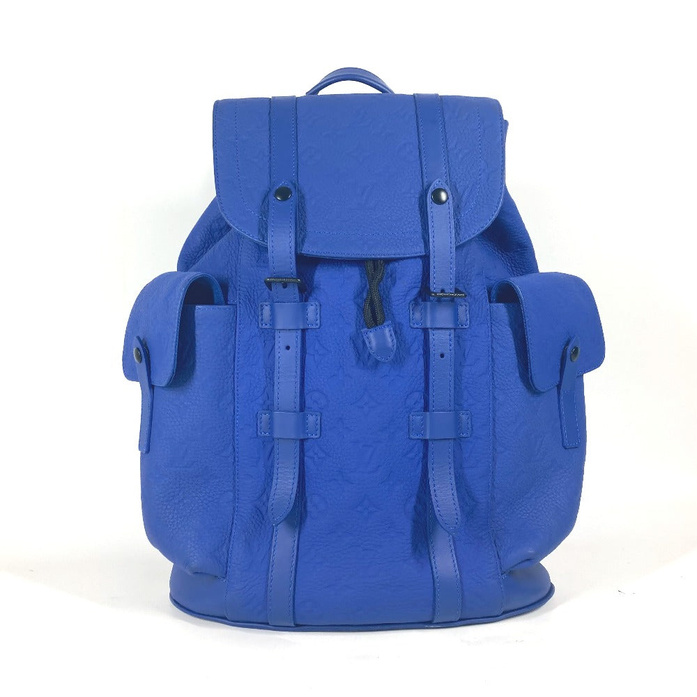 LOUIS VUITTON Backpack M23189 Taurillon Clemence Leather blue Monogram Taurillon Clemence Christopher MM mens Used