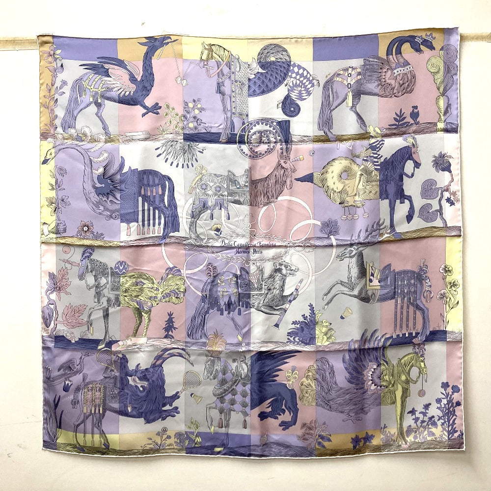 HERMES scarf silk purple Della Cavalleria Favolosa Carre90