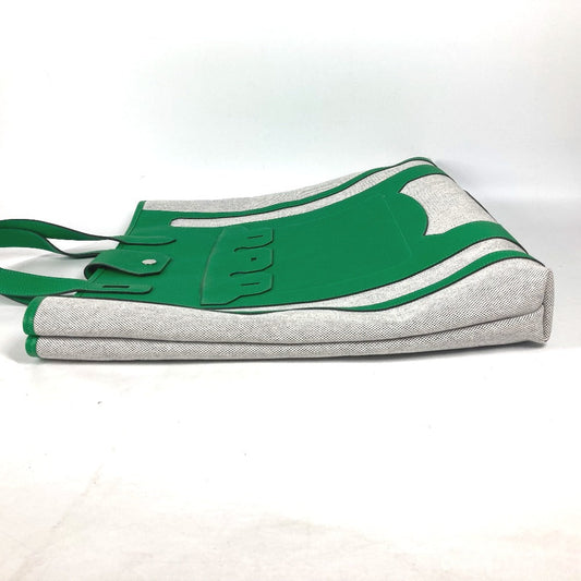 HERMES Tote Bag Toile H, Leather green Shoulder Bag Vertical Petite Hun Monsieur B