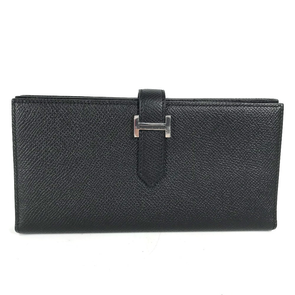 HERMES Long Wallet Purse Epsom black H logo Beansufla