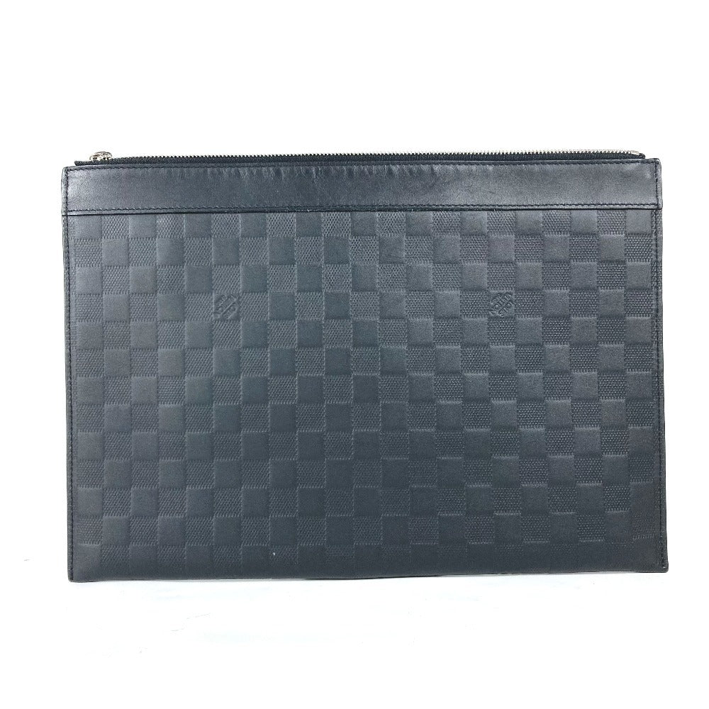 LOUIS VUITTON Clutch bag N60112 Damier Anfini Leather black Damier Anfini Pochette Discovery mens Used