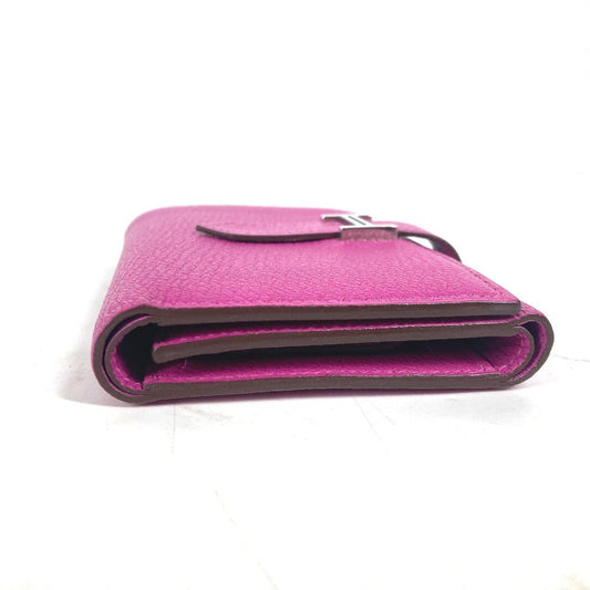 HERMES Trifold wallet Shave Pink type Purple type Bearn Compact Combination Women Used