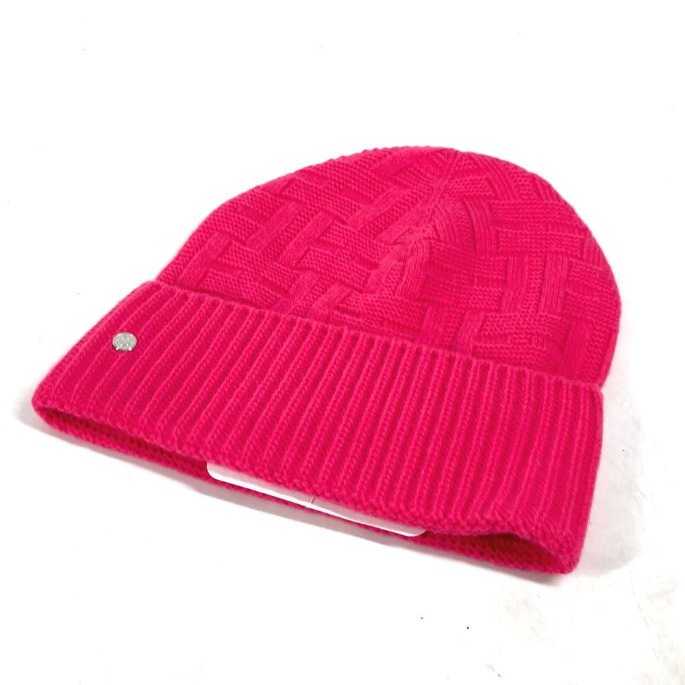 HERMES Knit hat wool pink Serie H logo fragrance Women M Used
