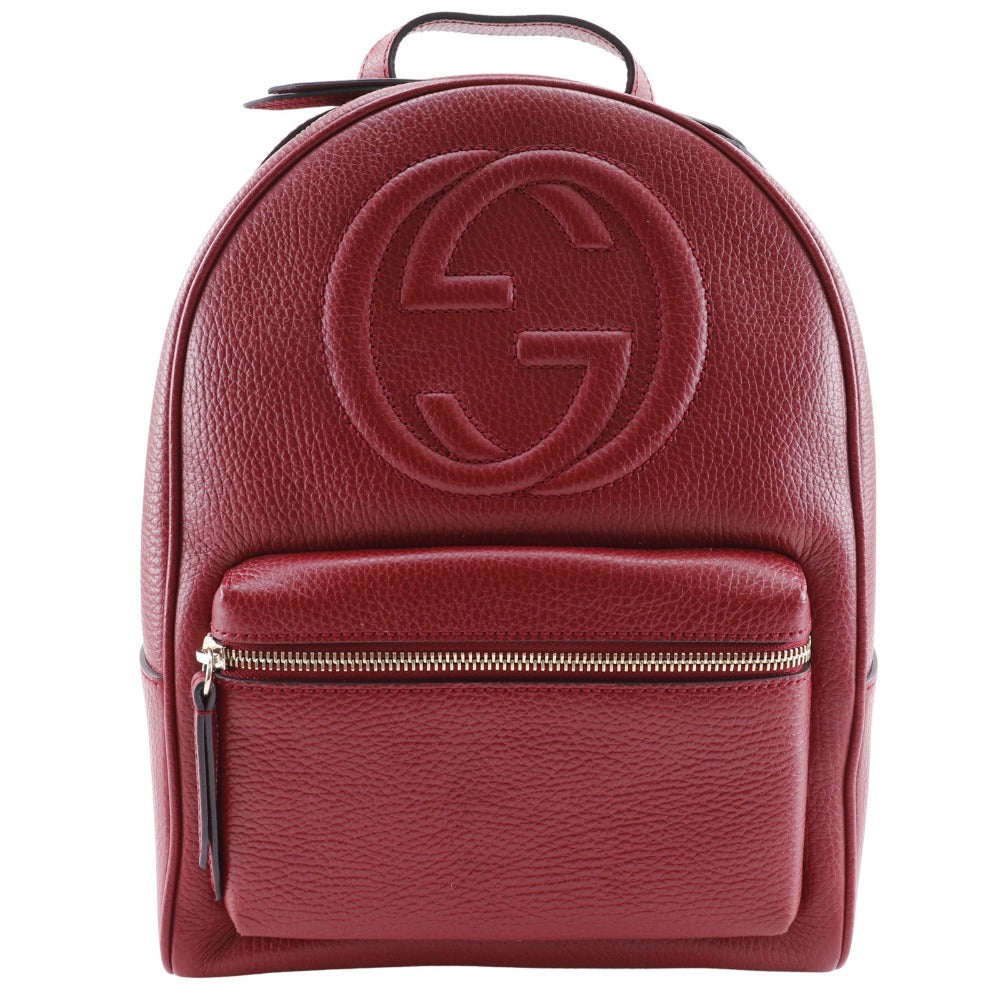GUCCI Backpack 536192 leather Red ChainBackpack Interlocking Soho Women Used