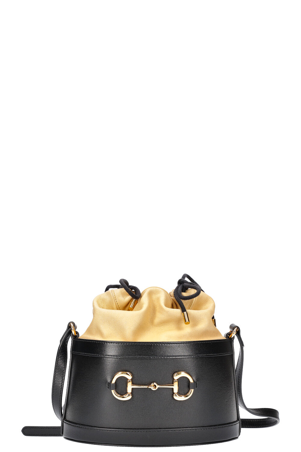 GUCCI Horsebit 1955 Bucket Bag Black Beige