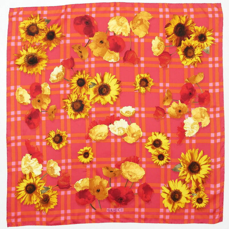 GUCCI scarf silk Pink, orange, red, yellow, etc.