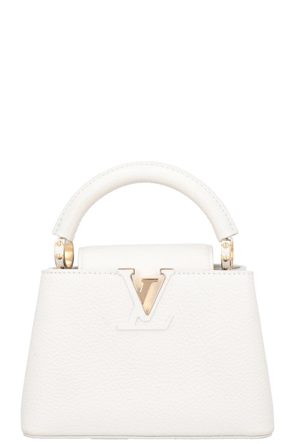 LOUIS VUITTON Capucines Mini Leather Snow White