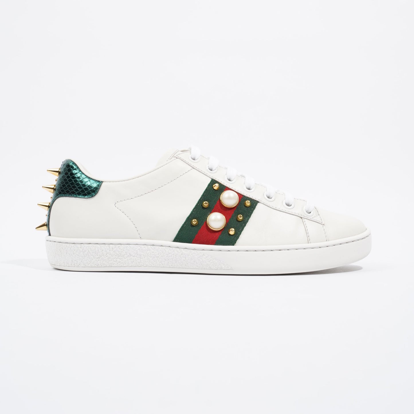 Gucci Ace Studded White / Red / Green Leather EU 37 UK 4