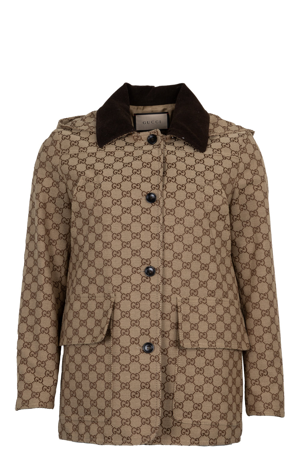 GUCCI Caban Hooded GG Canvas Jacket