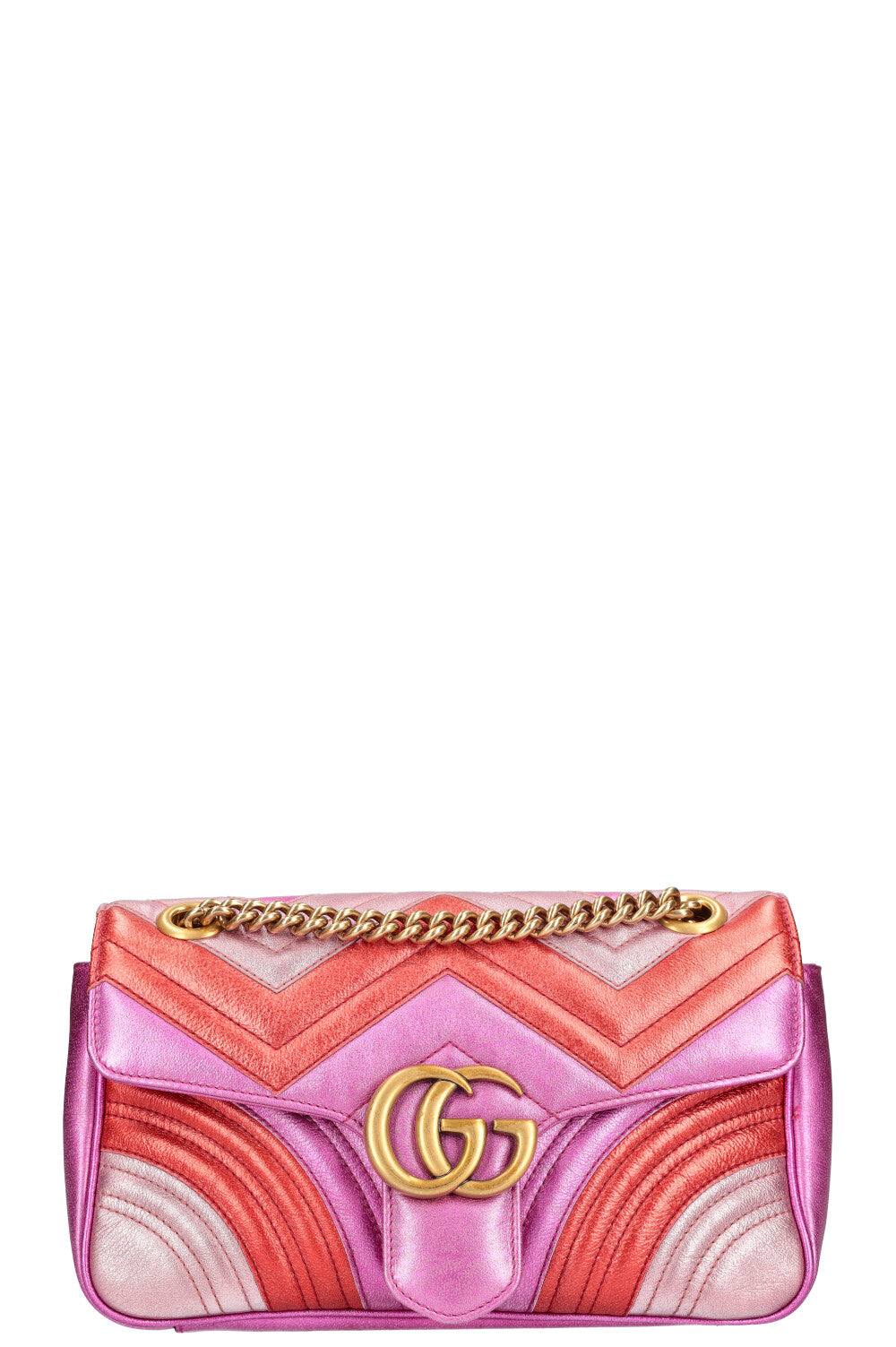 GUCCI Mini Marmont Metallic Pink and Red