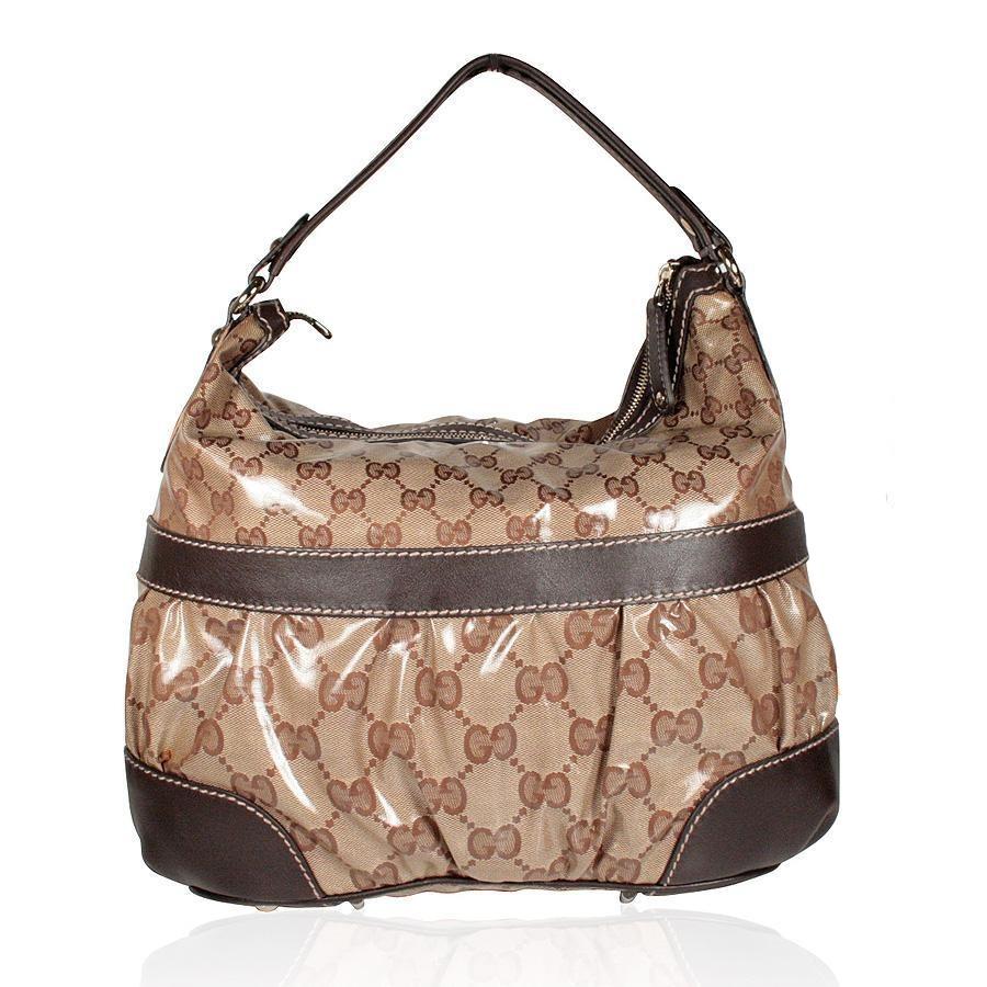 Gucci Crystal Medium Hobo bag GG Fabric Beige/Ebony Designer handbag 223965 (GG1663)