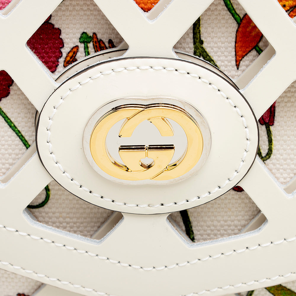 Gucci Cutout Leather Floral Shoulder Bag