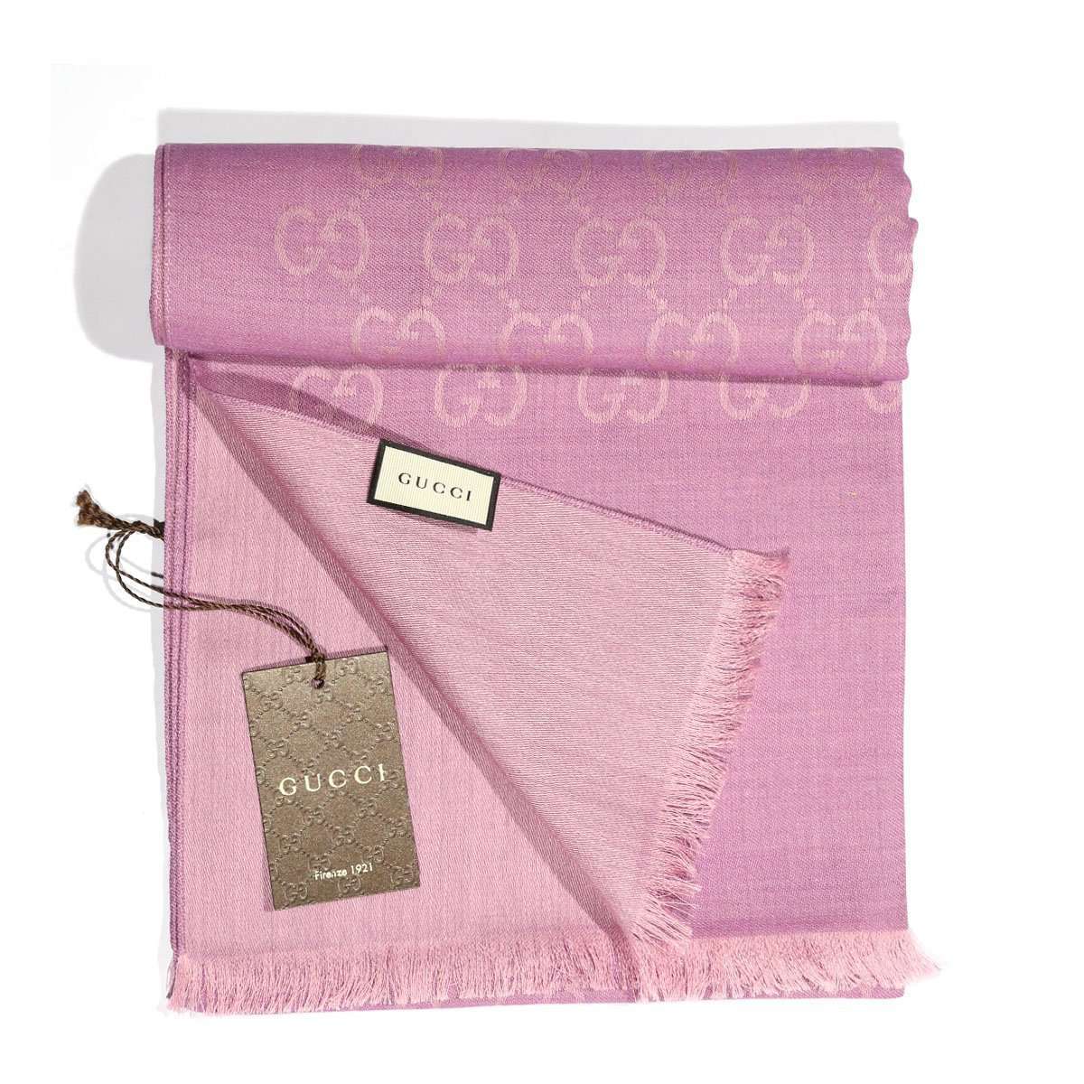 Gucci GG Jaucquard Pattern Knitted Scarf Lilac 180 cm (GGSM1506)