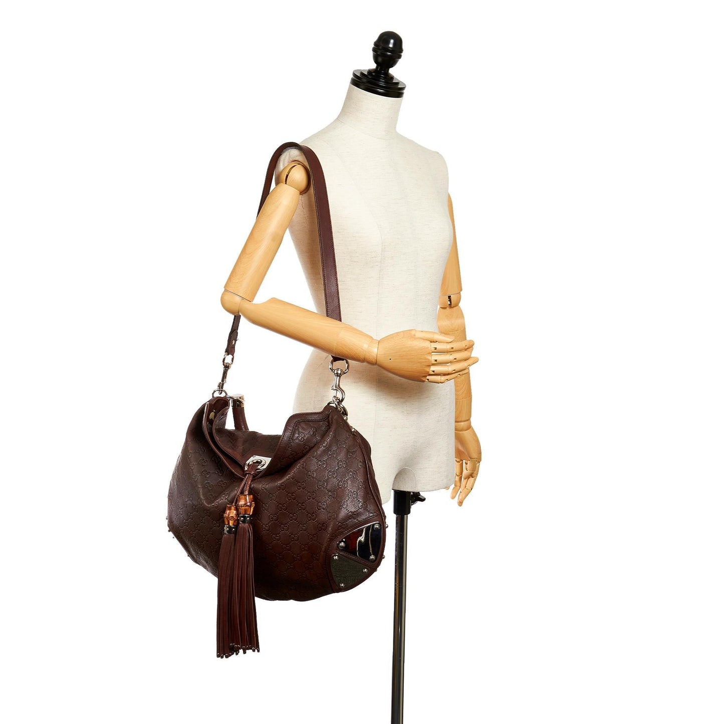 Gucci Guccissima Bamboo Indy Hobo Bag