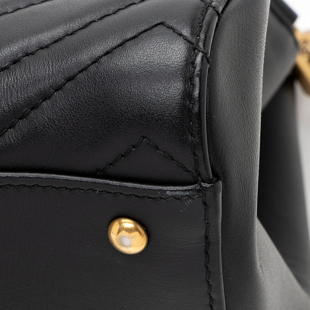Gucci Matelasse Leather GG Marmont Top Handle Small Satchel