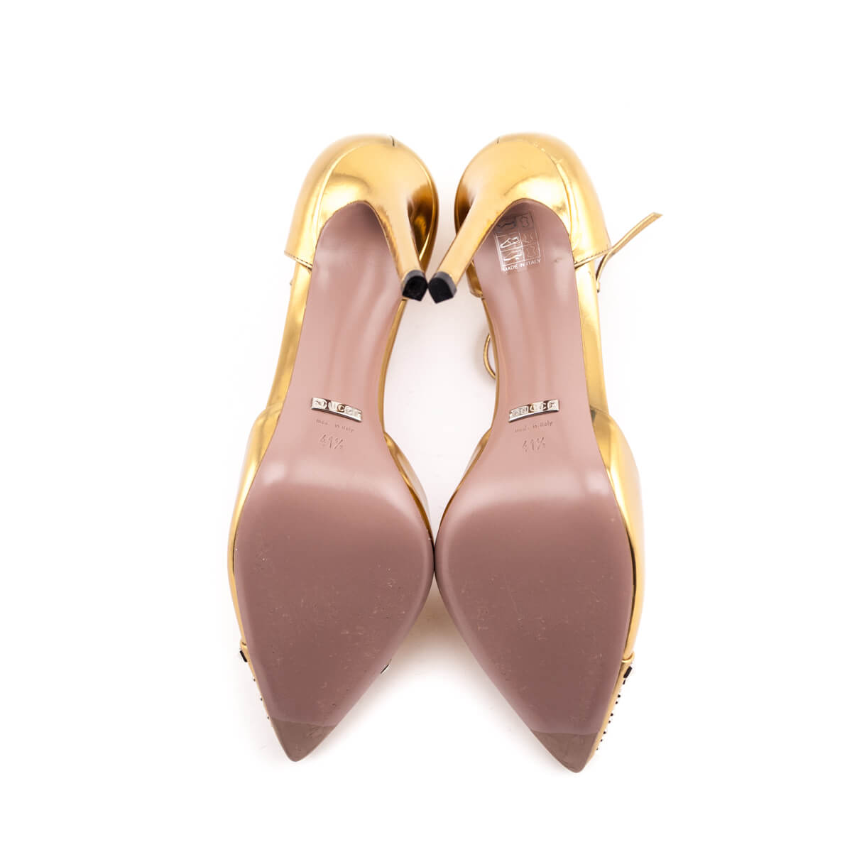 Gucci Gold Studded T-Bar Pumps Size US 11.5 | EU 41.5
